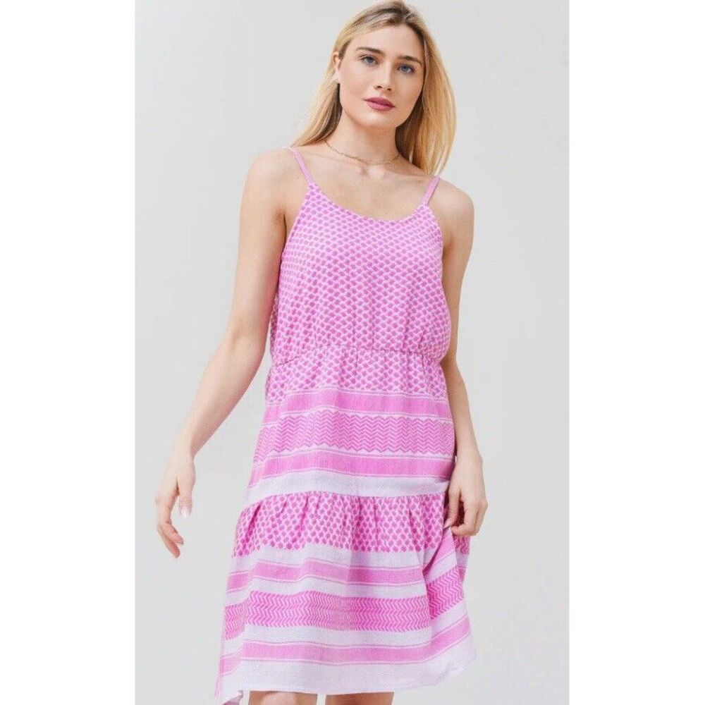 Summery Copenhagen Sleeveless Rose Short Dress Women's Size L 100% Cotton